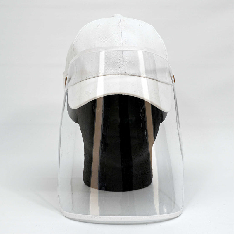 WHITE CAP WITH CLEAR SHIELD