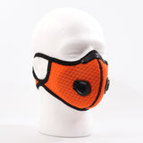 ACTIVATED CARBON SPORT MASK WITH EXHALATION VALVES - ORANGE - FaceCover365